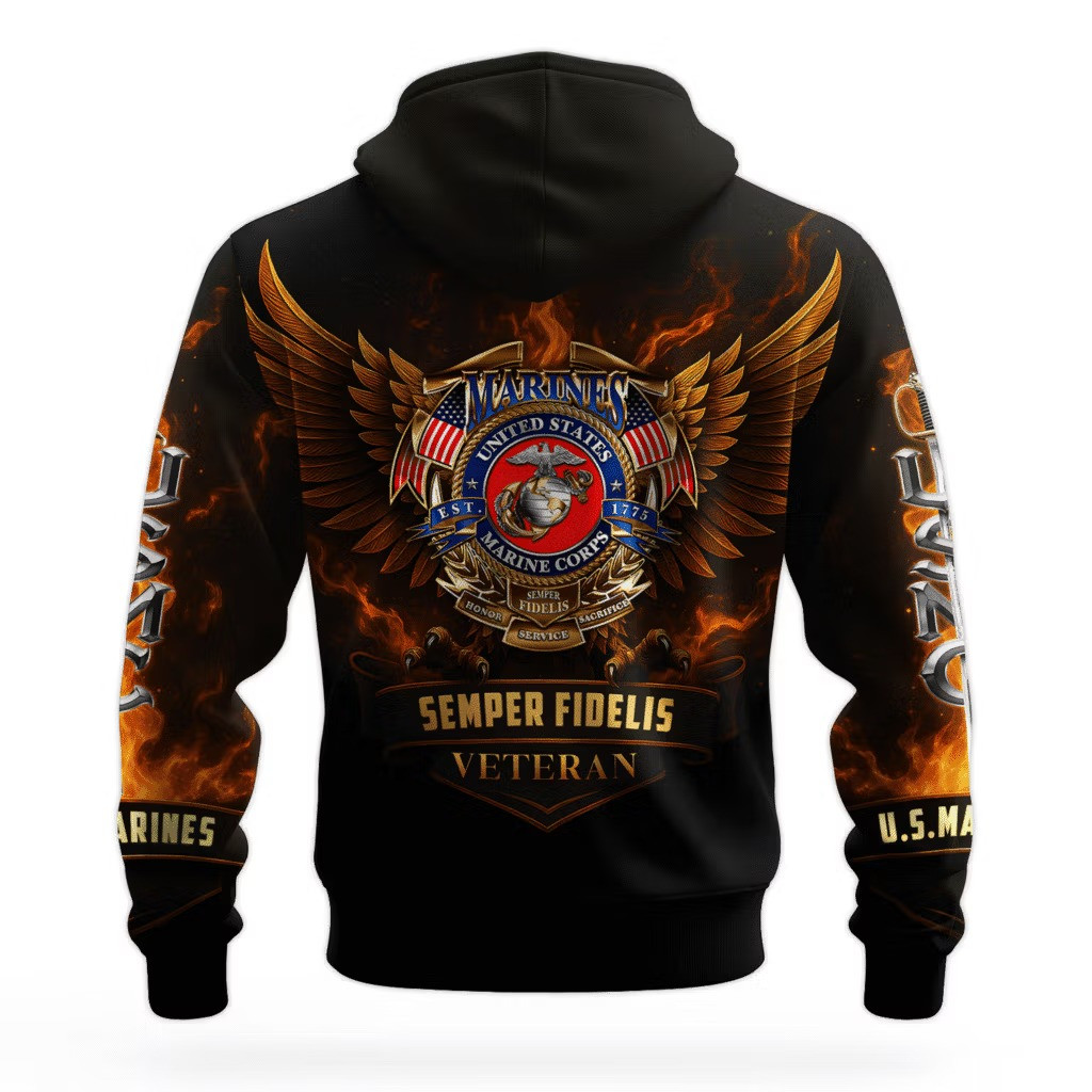 Eagle USMC 250Th Anniversary Camo Hoodie 1775 2025 Merch Marine Corps Veteran Clothing - Image 2