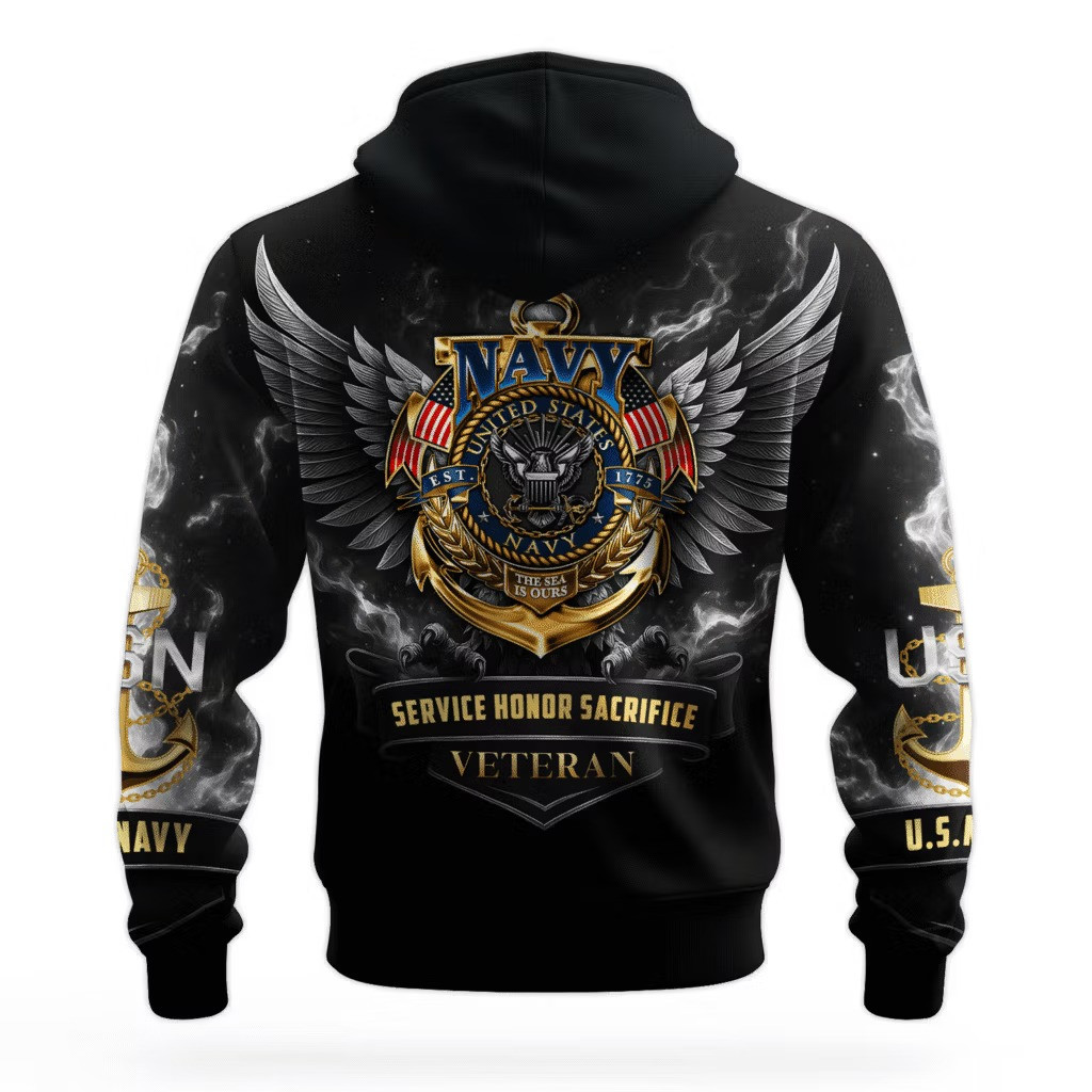Eagle USN Navy 250Th Anniversary Hoodie USN Merch United States Navy Veteran Gift Ideas - Image 2