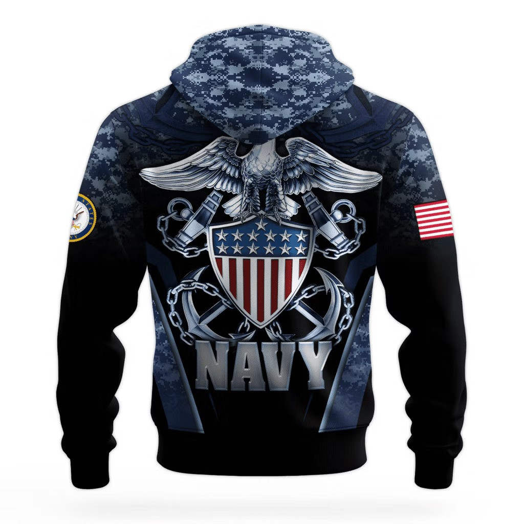 Eagle USN US Navy 250Th Anniversary Camo Hoodie 1775 2025 Gift Ideas For Navy Veterans - Image 2