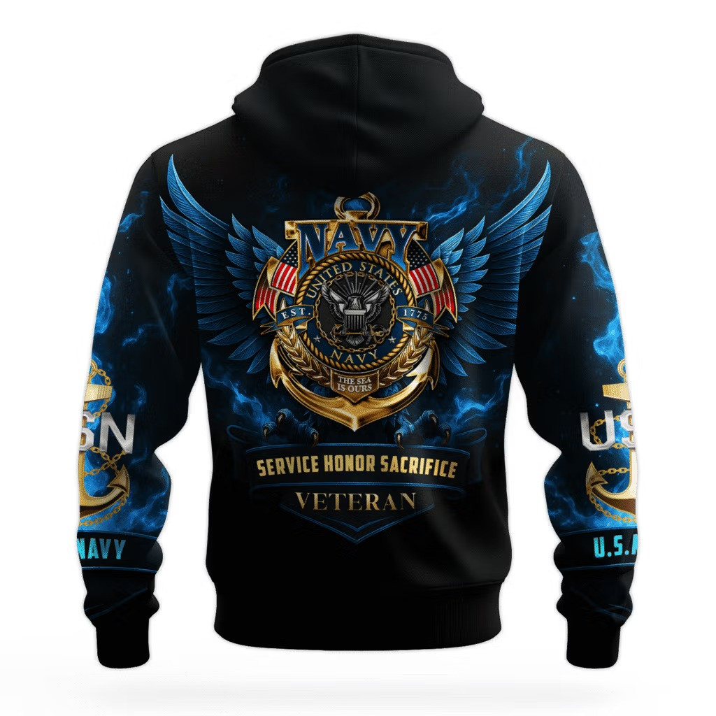 Eagle USN US Navy 250Th Anniversary Hoodie 1775 2025 Clothing Best Veterans Day Gifts - Image 2