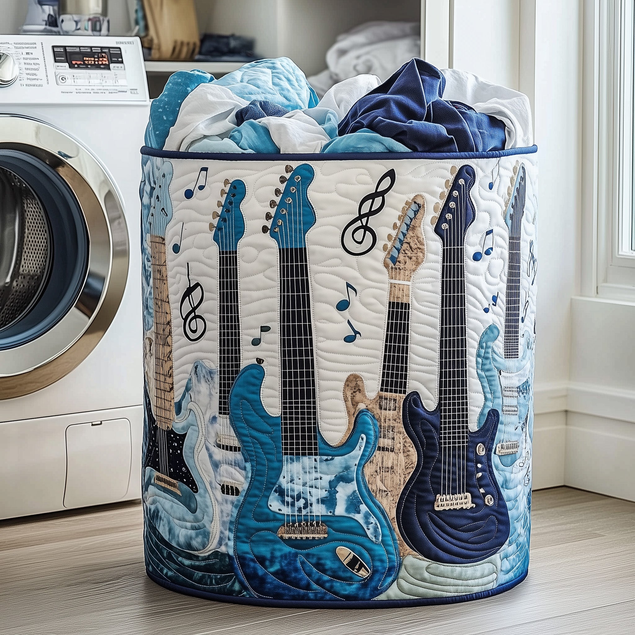 Elegant Guitar Quilted Laundry Basket Unusual Laundry Basket Music Lovers Gifts Home Decor