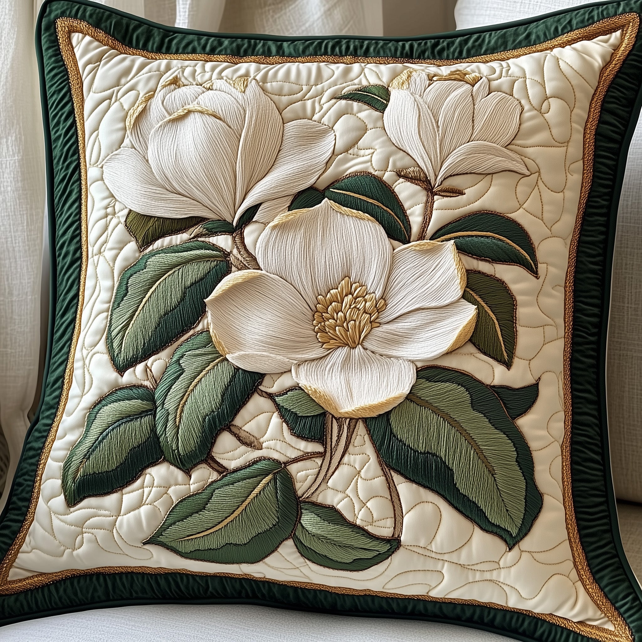 Elegant Magnolia Quilted Pillow Case Throw Pillow Cover ItemChristmas Presents For Your Grandma