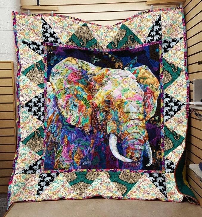 Elephant Quilted Blanket Patchwork Throw Blanket Unique Gifts For Elephant Lovers
