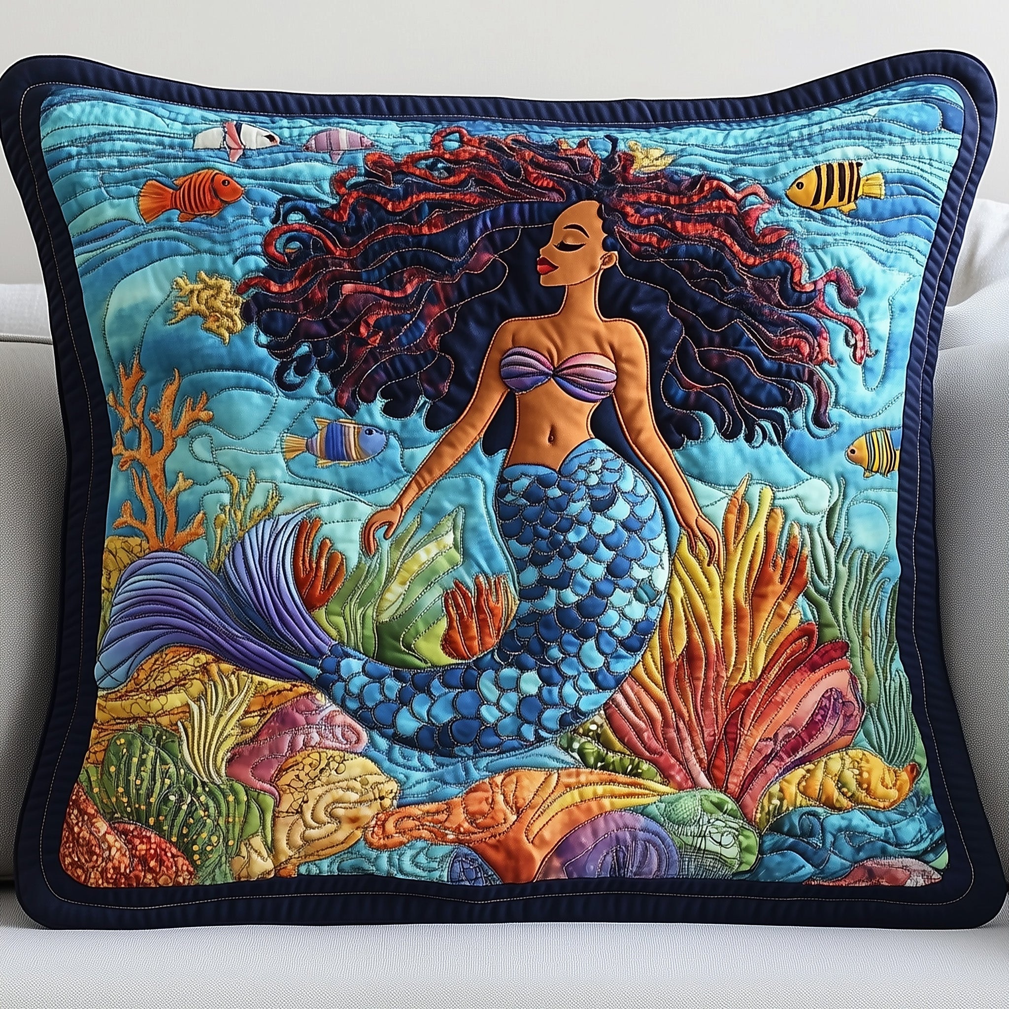 Enchanted Mermaid Quilted Pillow Case Pillow Protector CoverMermaid Christmas Gifts