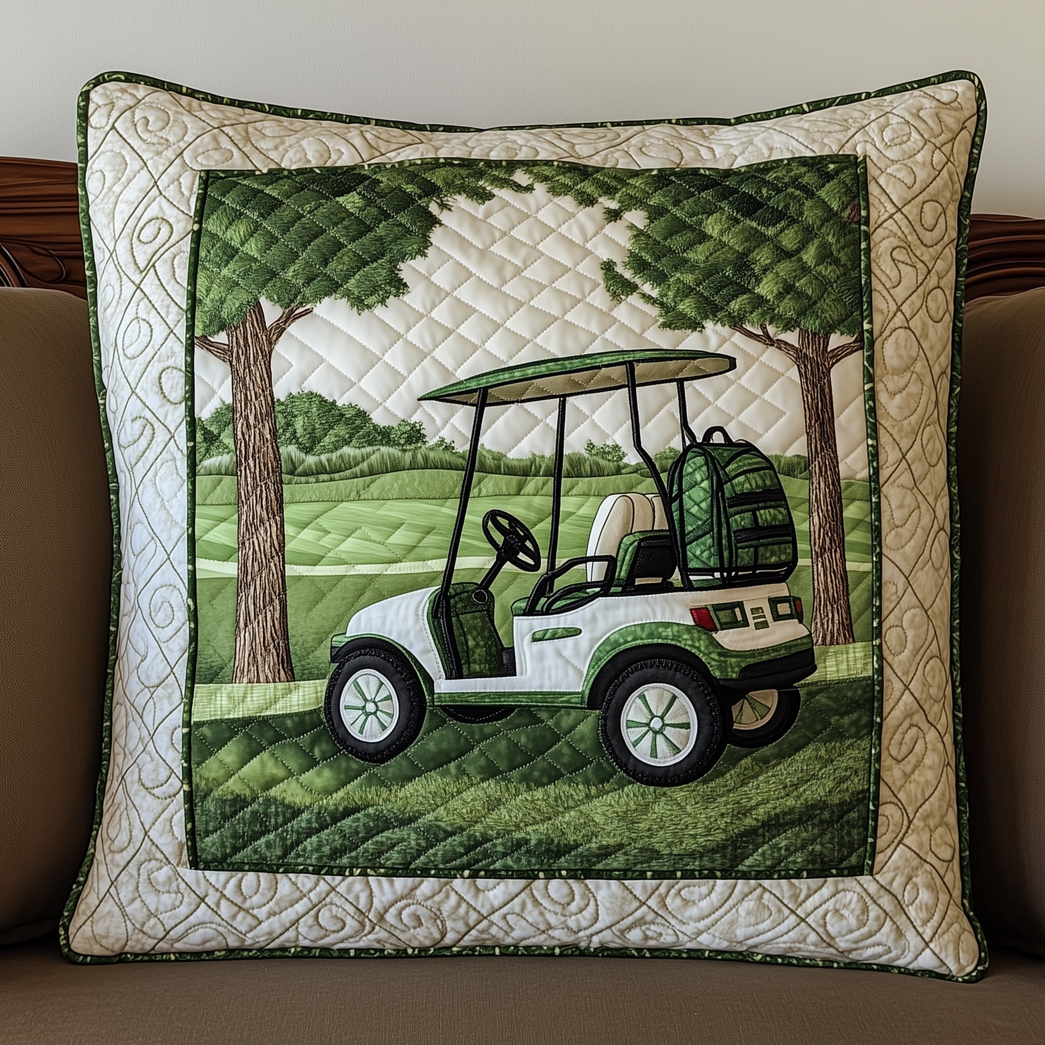 Fairway Rider Quilted Pillow Case Decorative Pillow Cover MerchGolf Gifts For Her