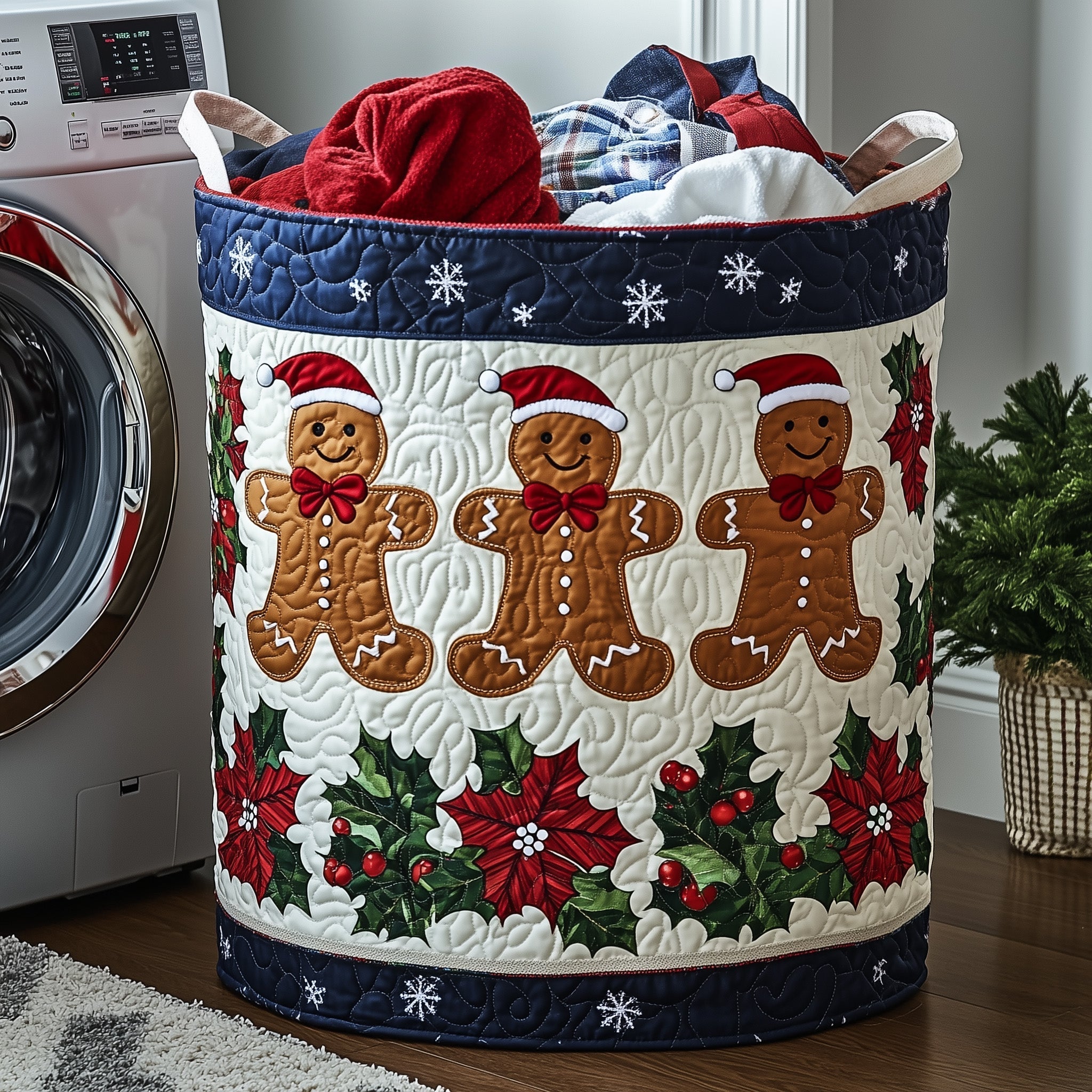 Festive Gingerbread Quilted Laundry Basket Christmas Laundry Hamper Gifts For Friends