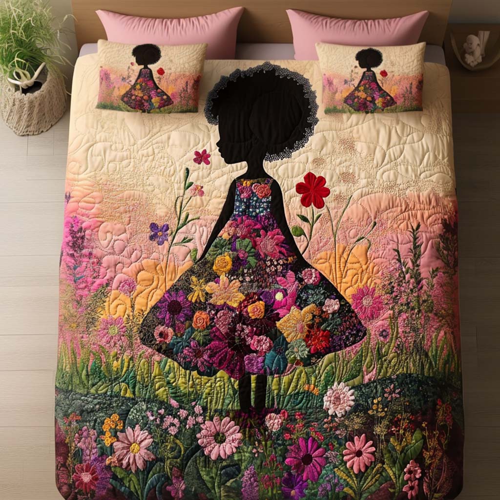 Field of Dreams Quilted Bedding Set Cozy Bedroom Decor Black History Month Gifts