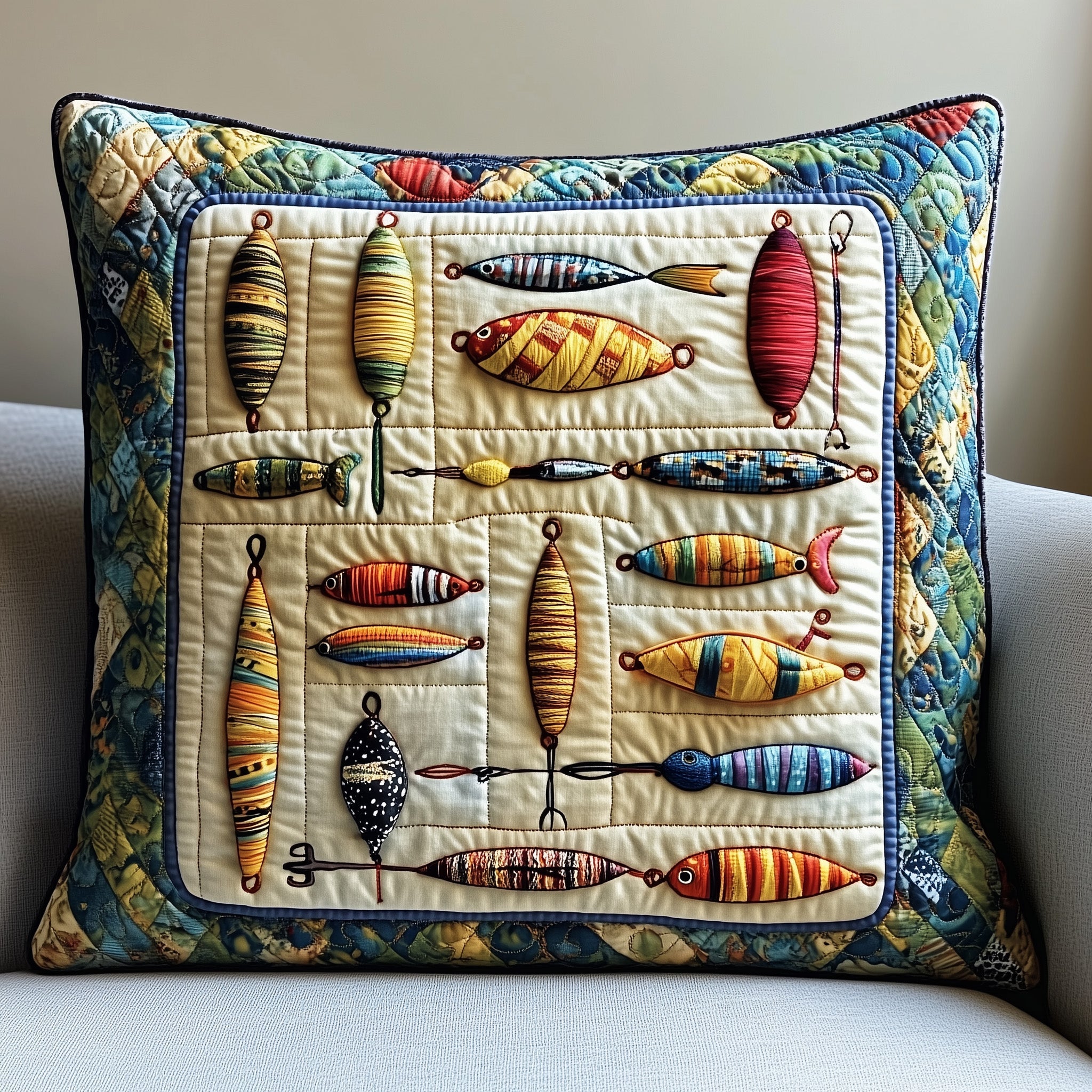 Fishing Delights Quilted Pillow Case Pillow Protector CoverBest Gifts For Fisherman 2025