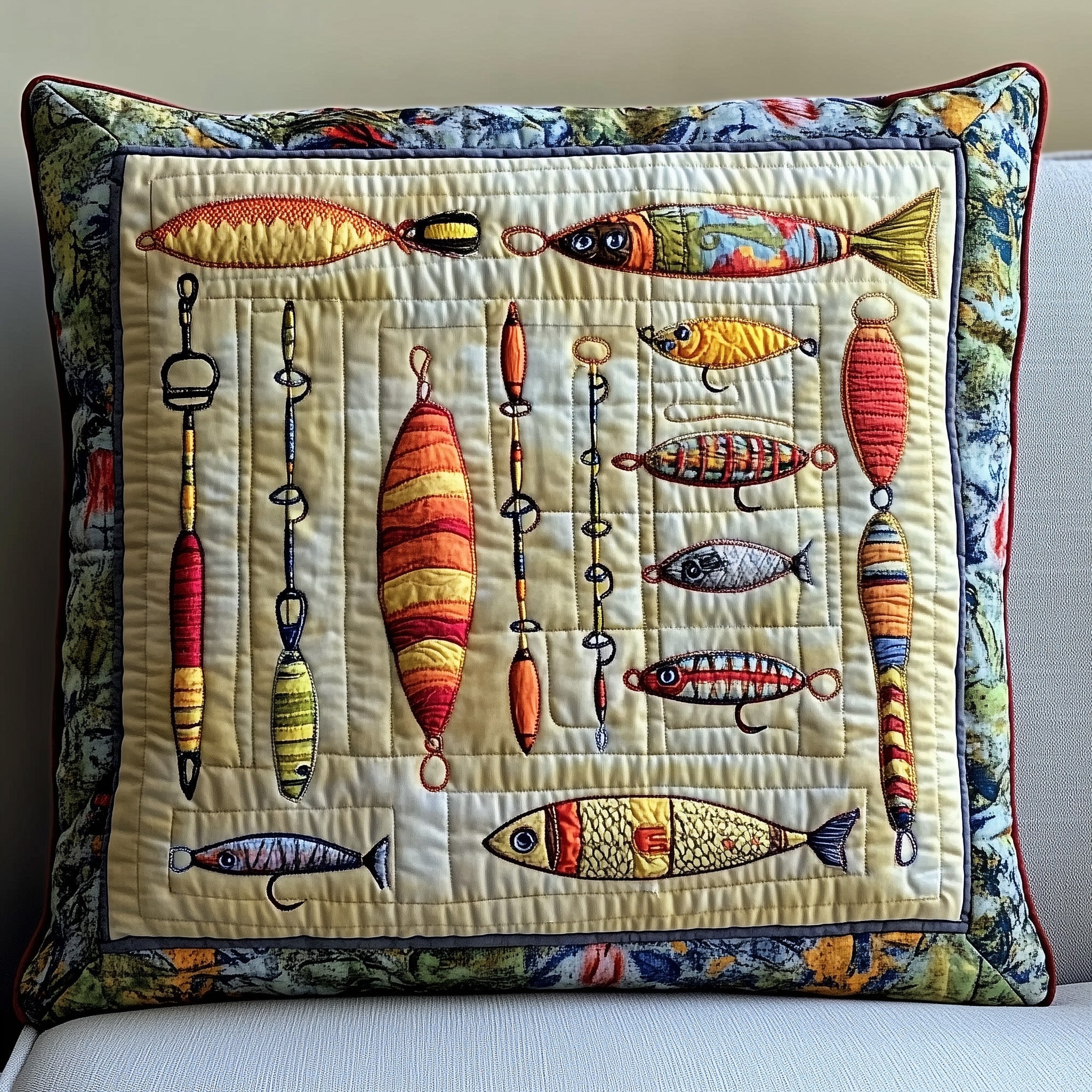 Fishing Delights Quilted Pillow Case Pillow Protector CoverFishing Christmas Gifts