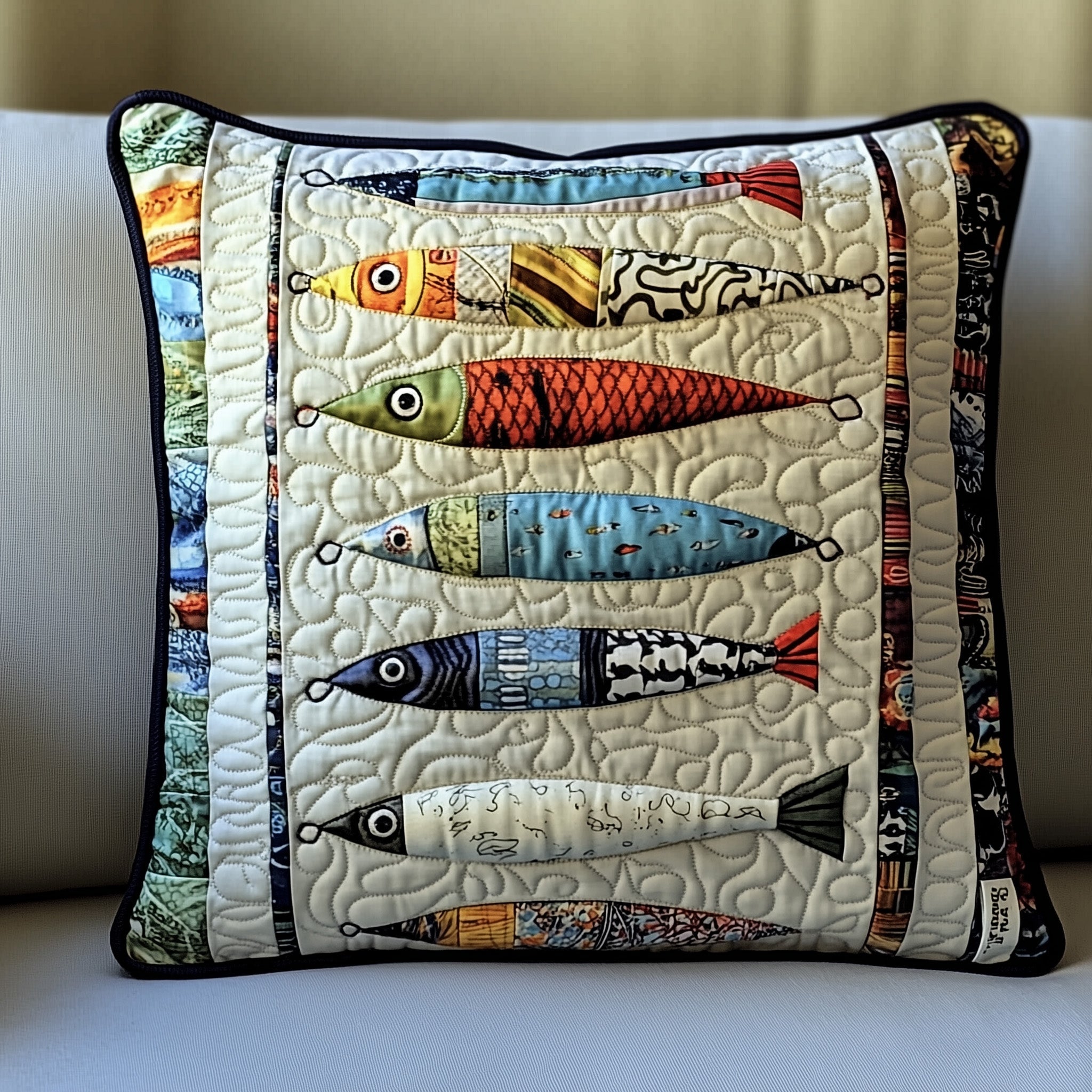 Fishing Delights Quilted Pillow Case Pillow Protector CoverGifts For Fishing Lovers