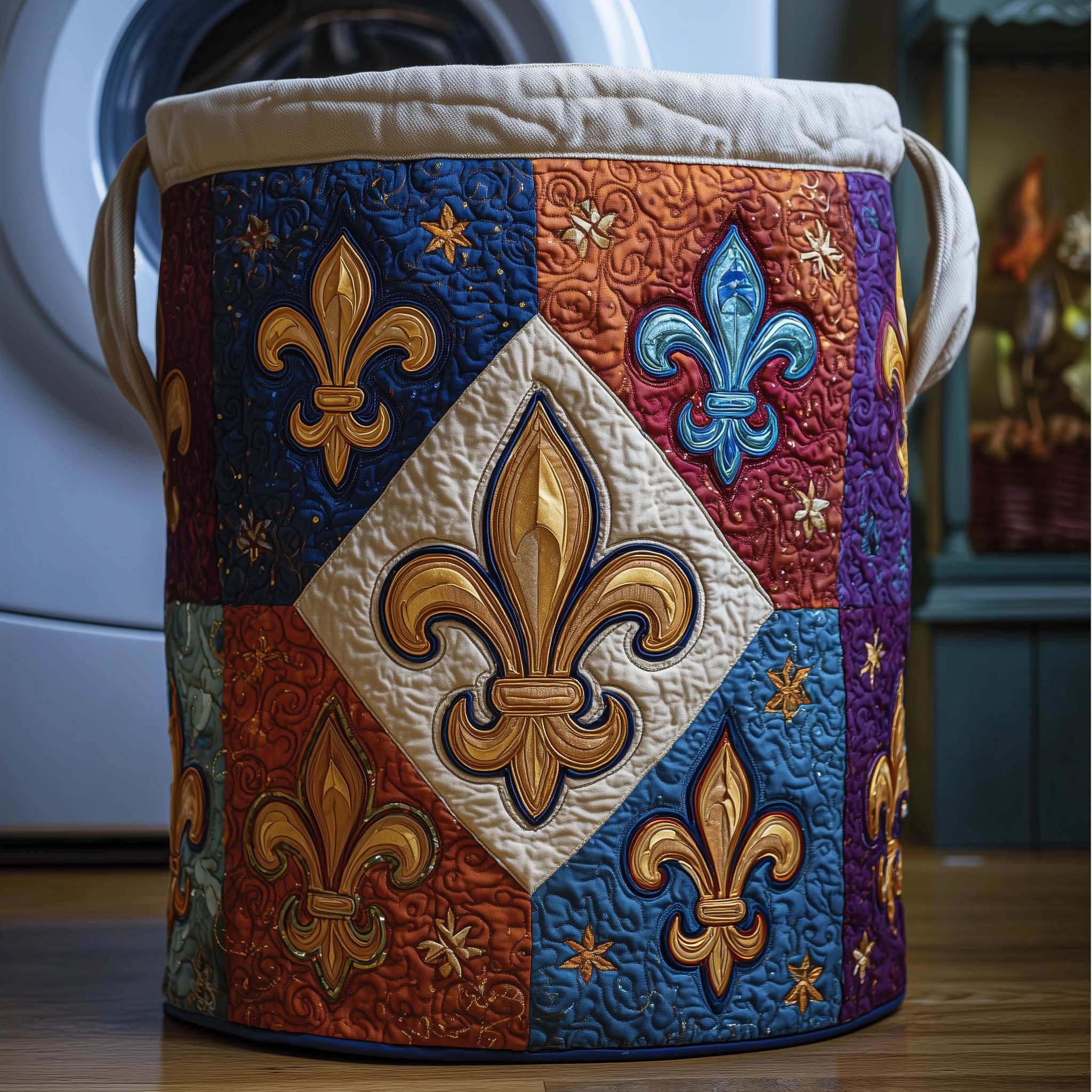 Fleur De Lis Carnival Blocks Quilted Laundry Basket Best Laundry Hamper Mardi Gras Gifts Items