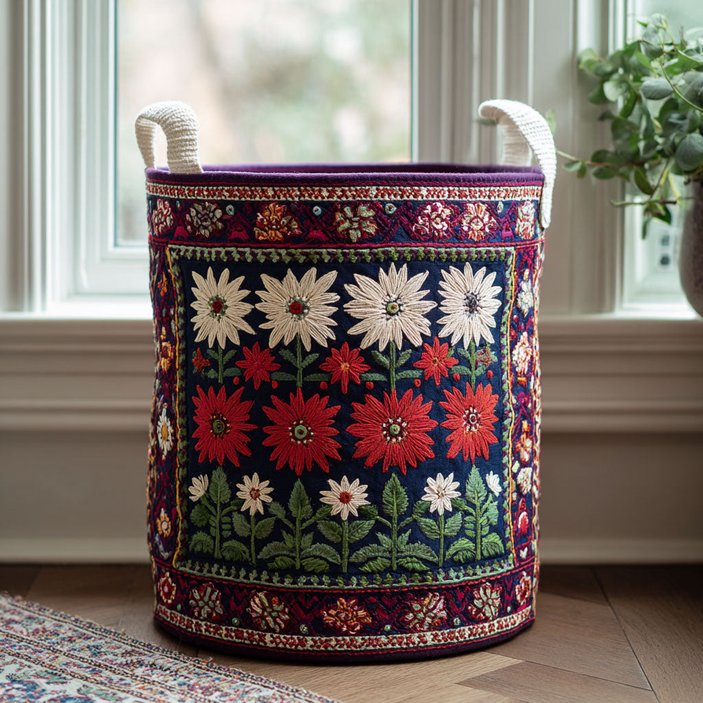 Floral Bloom Walk Flower Laundry Basket Clothes Fabric Storage Bin Hamper Gifts For Family