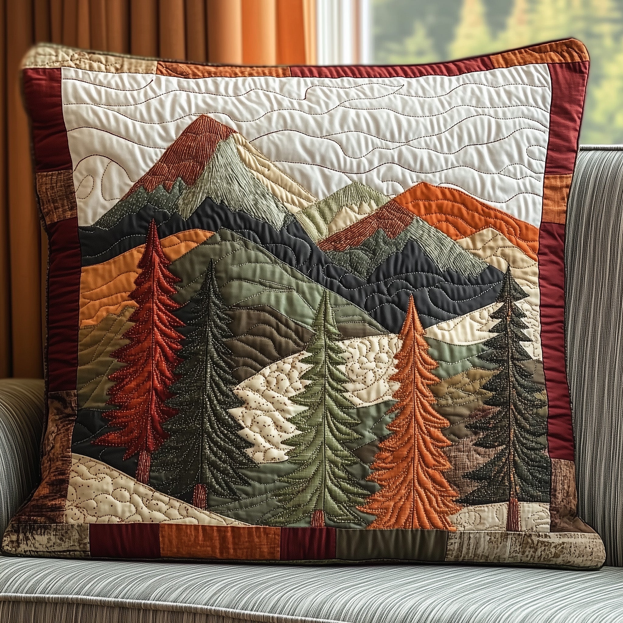 Forest Vibe Quilted Pillow Case Decorative Pillow Cover MerchGifts To Give Grandparents For Christmas
