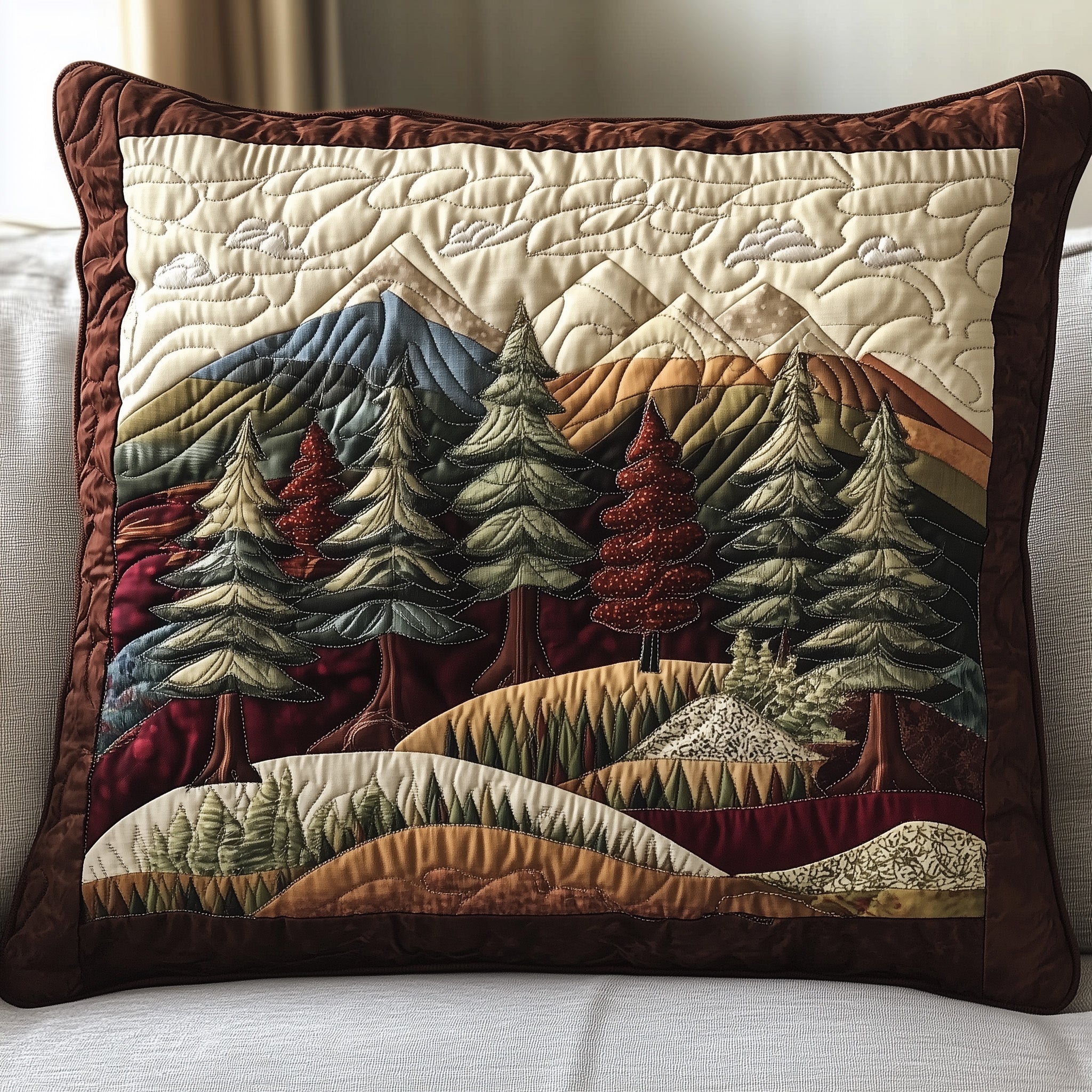 Forest Vibe Quilted Pillow Case Decorative Pillow Cover MerchGrandma And Grandpa Christmas Gifts