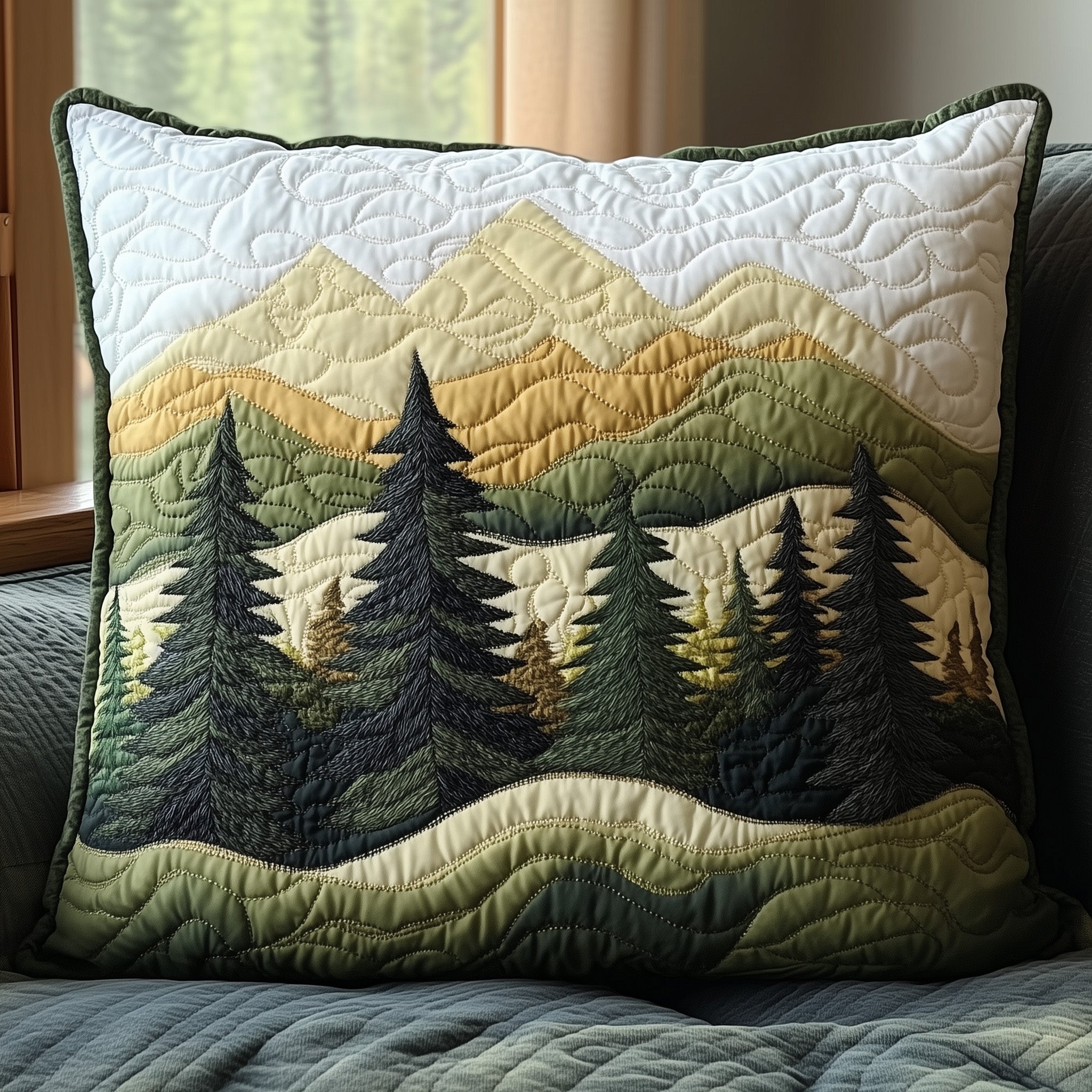 Forest Vibe Quilted Pillow Case Decorative Pillow Cover MerchGrandparent Christmas Presents