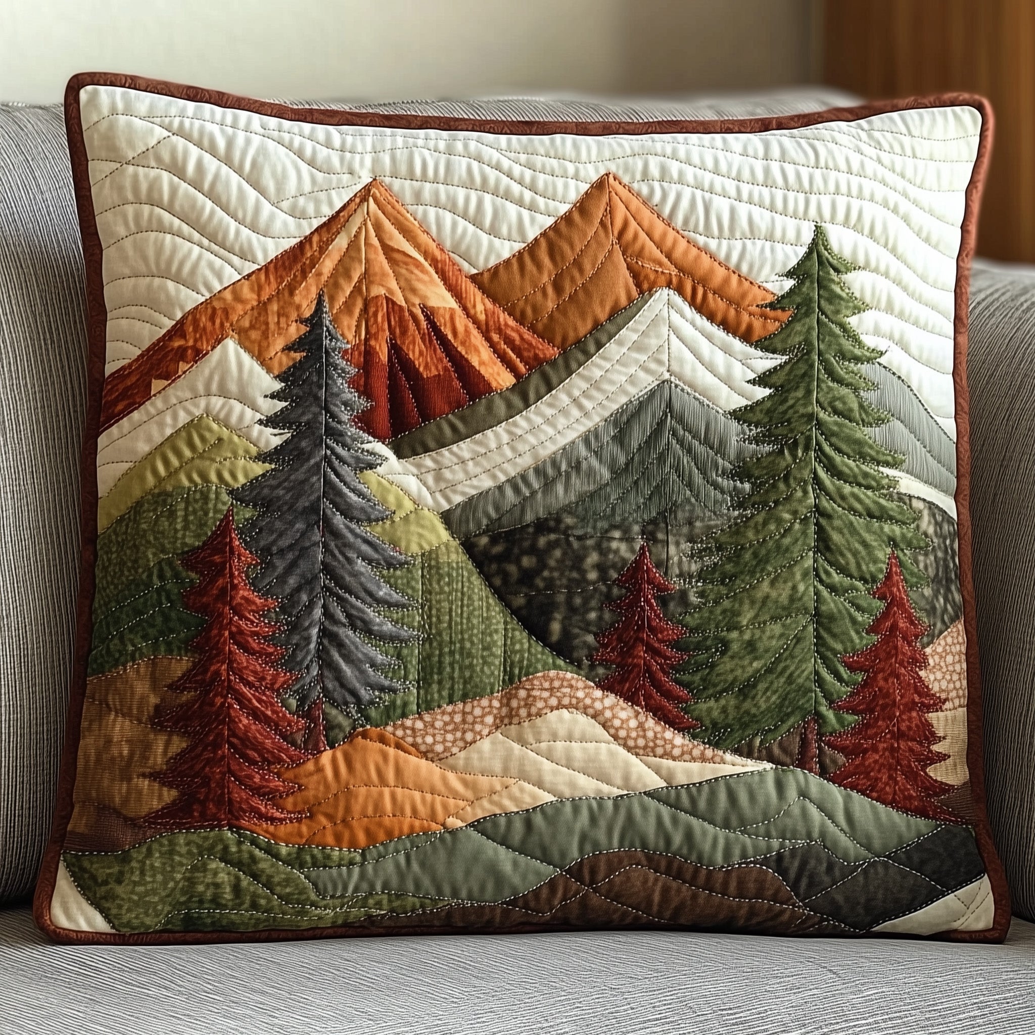 Forest Vibe Quilted Pillow Case Decorative Pillow Cover MerchGrandparent Xmas Gift Ideas