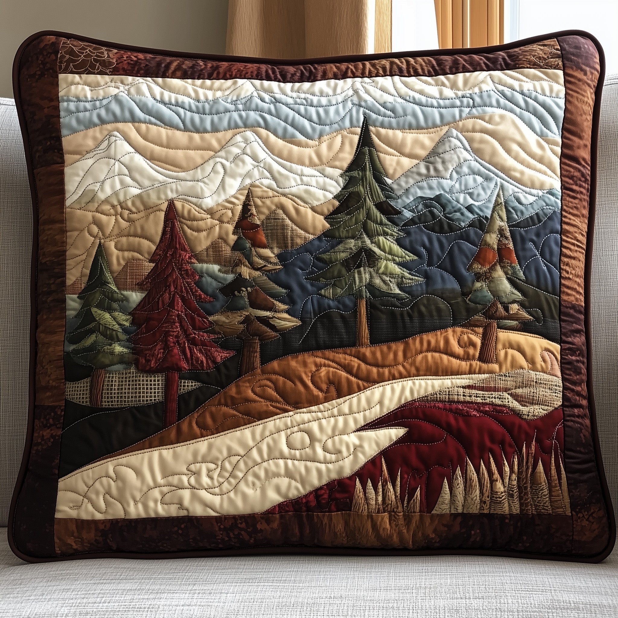 Forest Vibe Quilted Pillow Case Decorative Pillow Cover MerchGrandparent Xmas Gifts