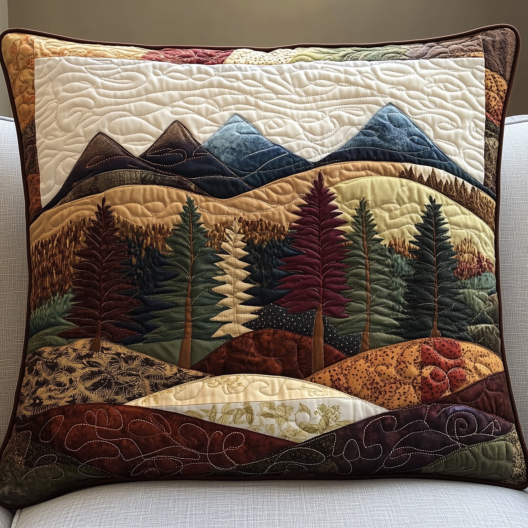 Forest Vibe Quilted Pillow Case Decorative Pillow Cover MerchGranny Xmas Gifts