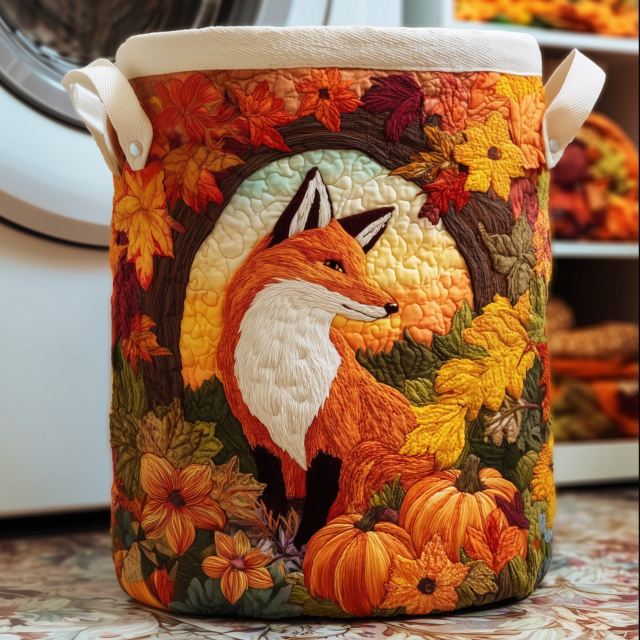 Fox Quilted Laundry Basket Autumn Woodland Clothes Hamper Gifts Ideas For Fox Lovers
