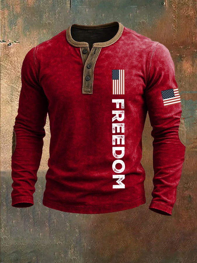 Freedom Charlie Kirk Button Up Long Sleeve Henley Shirt RIP Charlie Kirk Memorial Merch