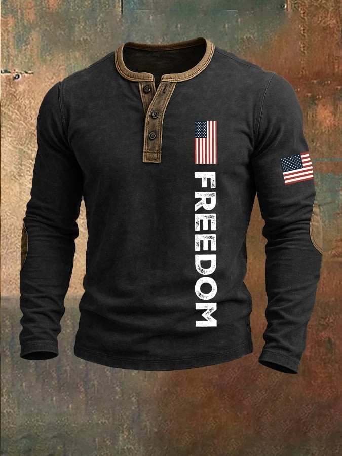Freedom Charlie Kirk Button Up Long Sleeve Henley Shirt RIP Charlie Kirk Memorial Merch - Image 2