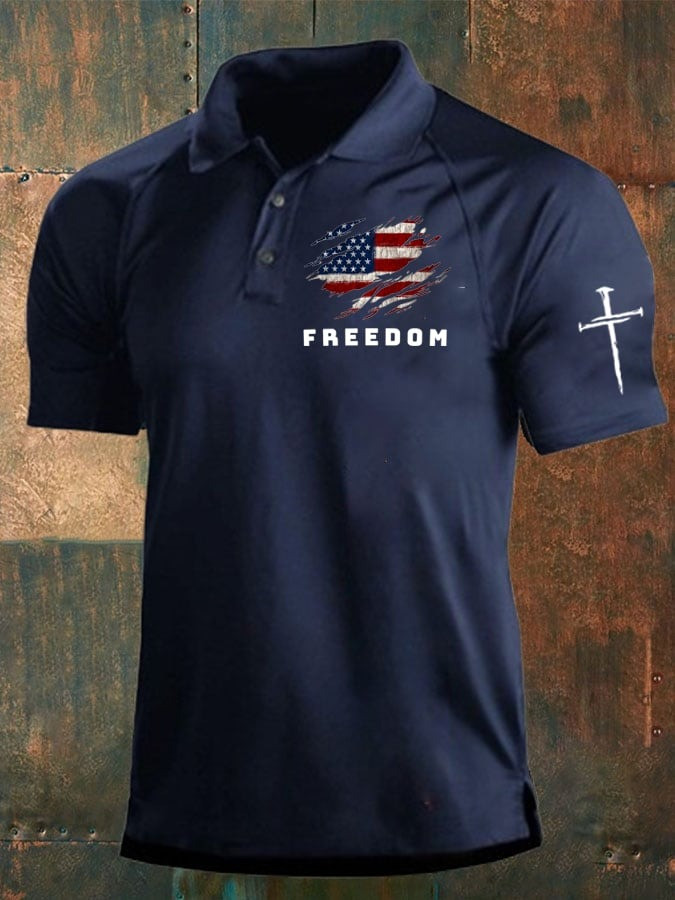 Freedom Charlie Kirk Men's Polo Shirt RIP Charlie Kirk Memorial Apparel Merch Store - Image 2