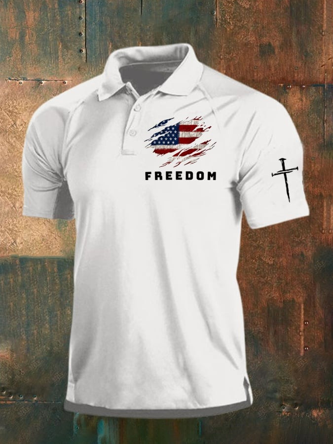 Freedom Charlie Kirk Men's Polo Shirt RIP Charlie Kirk Memorial Apparel Merch Store
