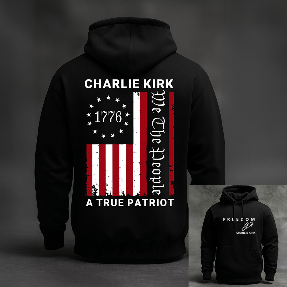 Freedom Charlie Kirk Signed Washed Hoodie We The People A True Patriot Clothing Memorial - Image 2