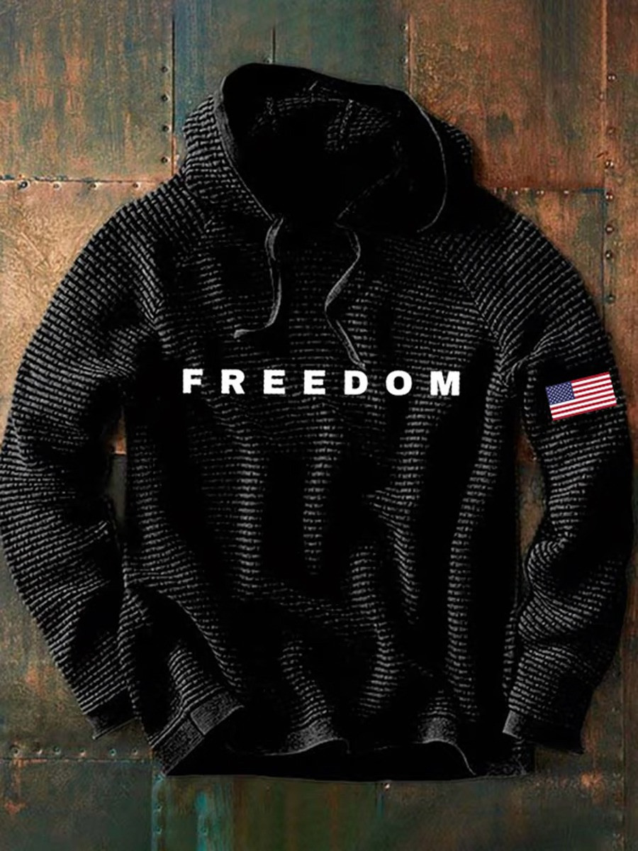 Freedom Charlie Kirk Waffle Hoodie White Charlie Kirk Was Wearing Clothing Wore Tribute - Image 2