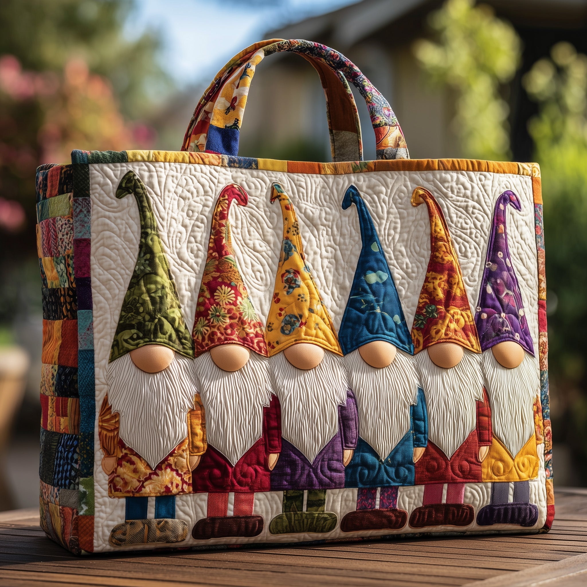 Gnomes Quilted Tote Bag Best Work Totes For Women Birthday Gifts For Sisters