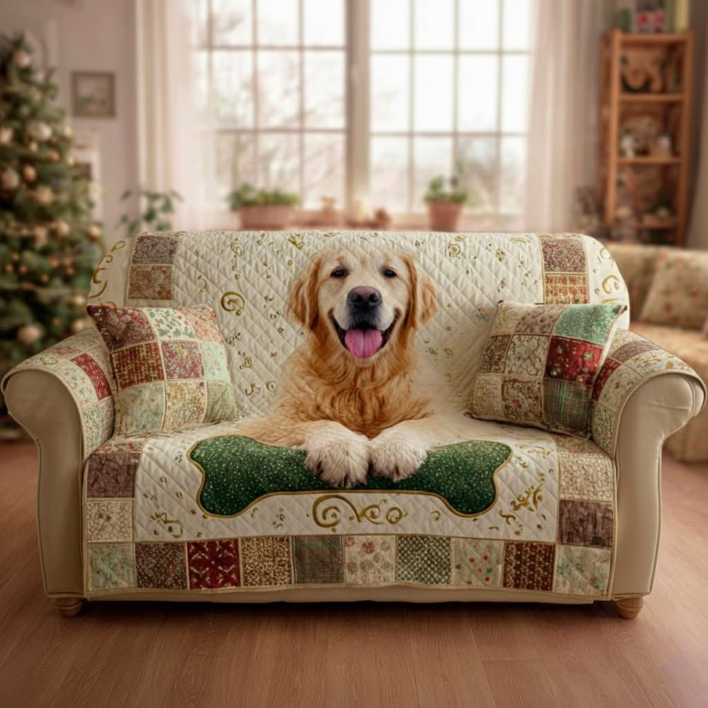 Golden Retriever Quilted Sofa Cover Cute Pet Sofa Protector Golden Retriever Themed Gifts