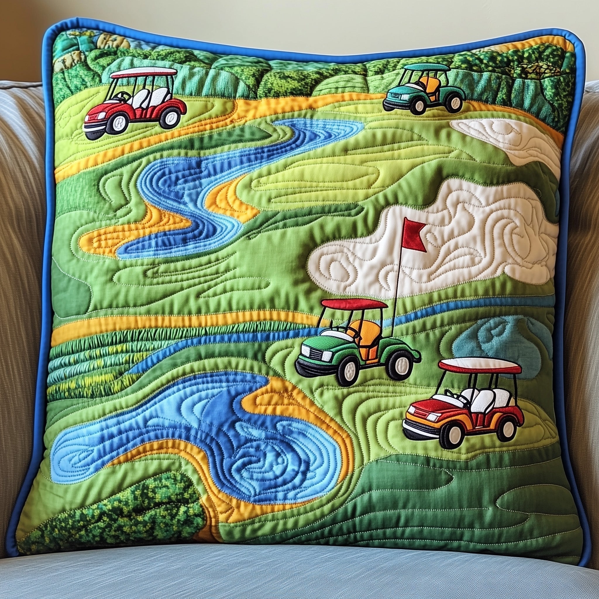 Golf Course Quilted Pillow Case Decorative Pillow Cover MerchBest Christmas Gifts For Golf Lovers