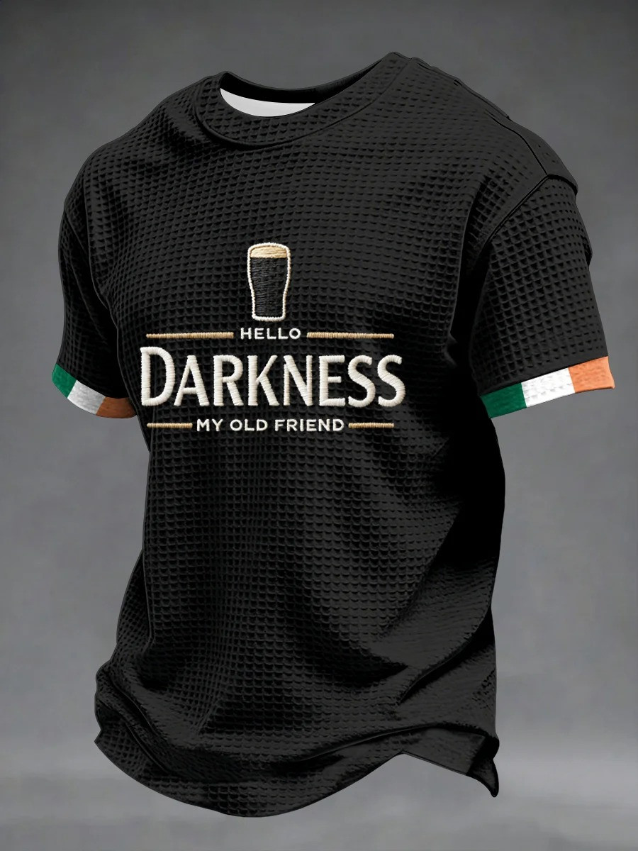 Hello Darkness My Old Friend Waffle Shirt Black St Patrick's Day Clothing Gifts For Ireland Him