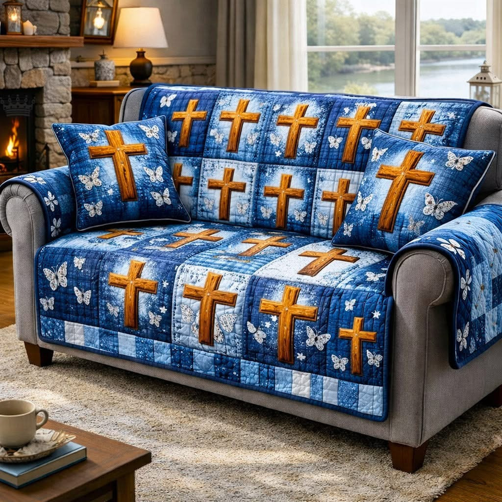 Holy Cross Patchwork Sofa Cover Religious Couch Covers Gifts For Christian Easter Gifts