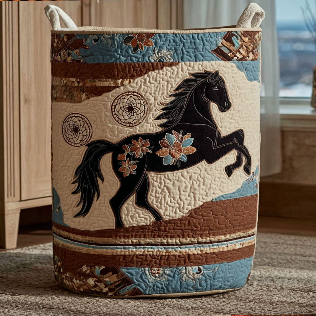 Horse Canyon Echo Rider Quilted Laundry Basket Clothes Hamper Cool Gifts For Horse Lovers