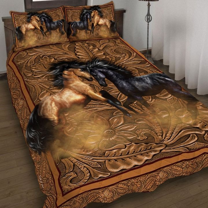 Horse Couple Quilted Bedding Set Unique Duvet Cover Set Gifts For Horse Lovers