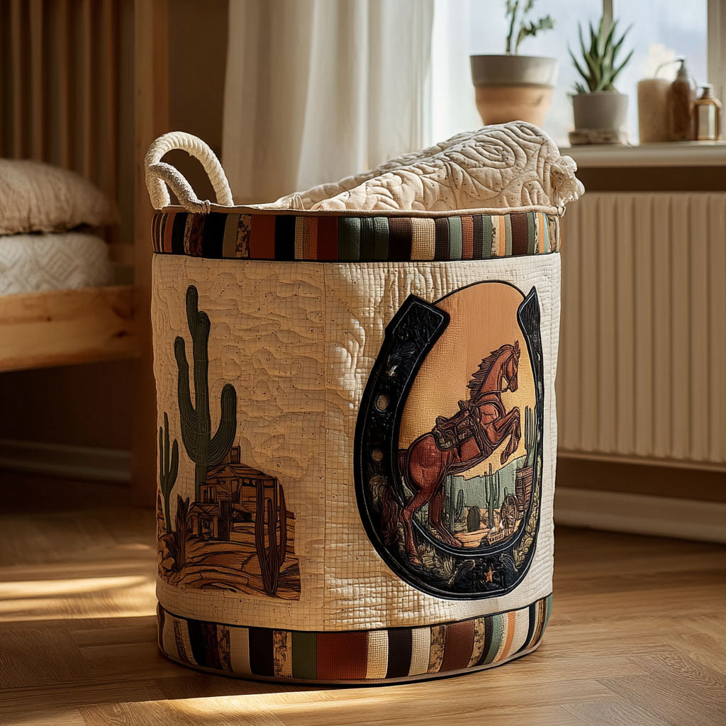 Horse Western Quilted Laundry Basket Storage Bin Hamper Horse Themed Gifts For Adults