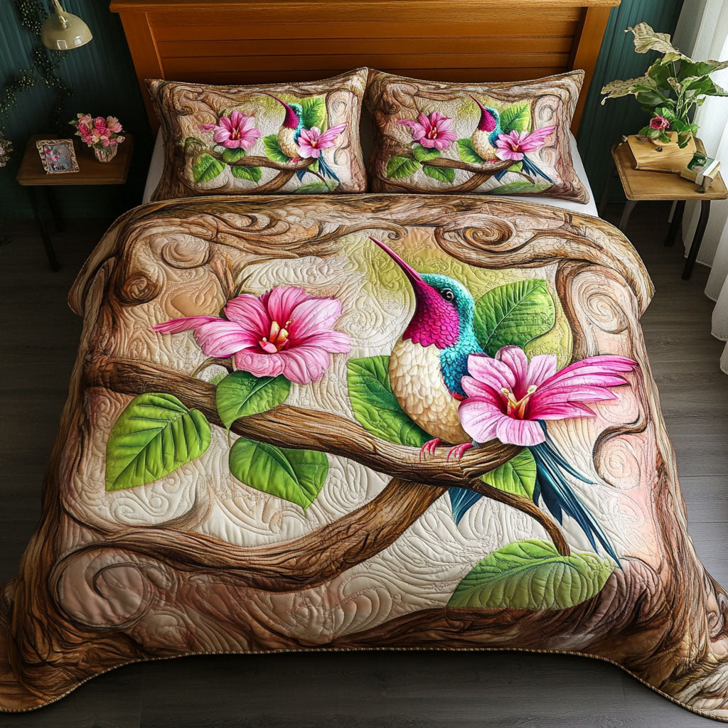Hummingbird Quilted Bedding Set Christmas Duvet Cover Best Gifts For Hummingbird Lovers - Image 5