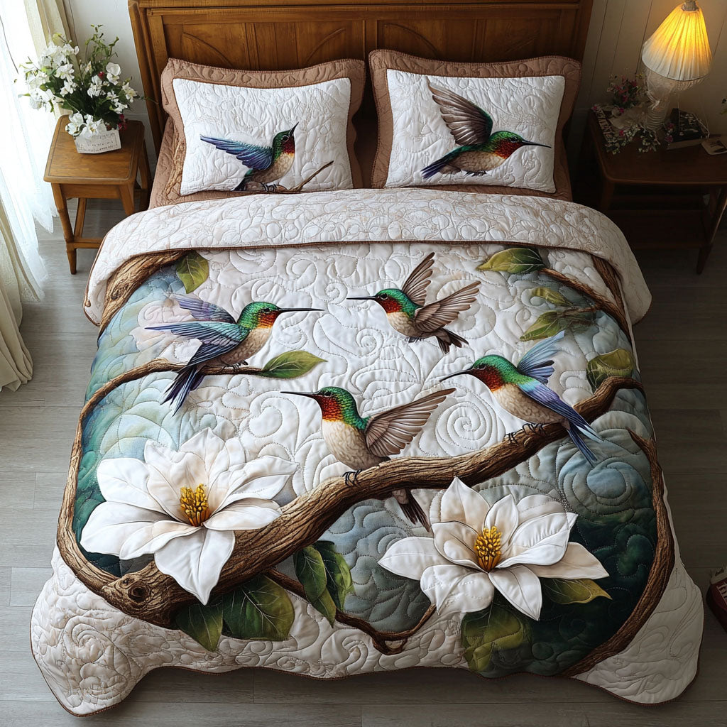 Hummingbird Quilted Bedding Set Christmas Duvet Cover Best Gifts For Hummingbird Lovers - Image 10