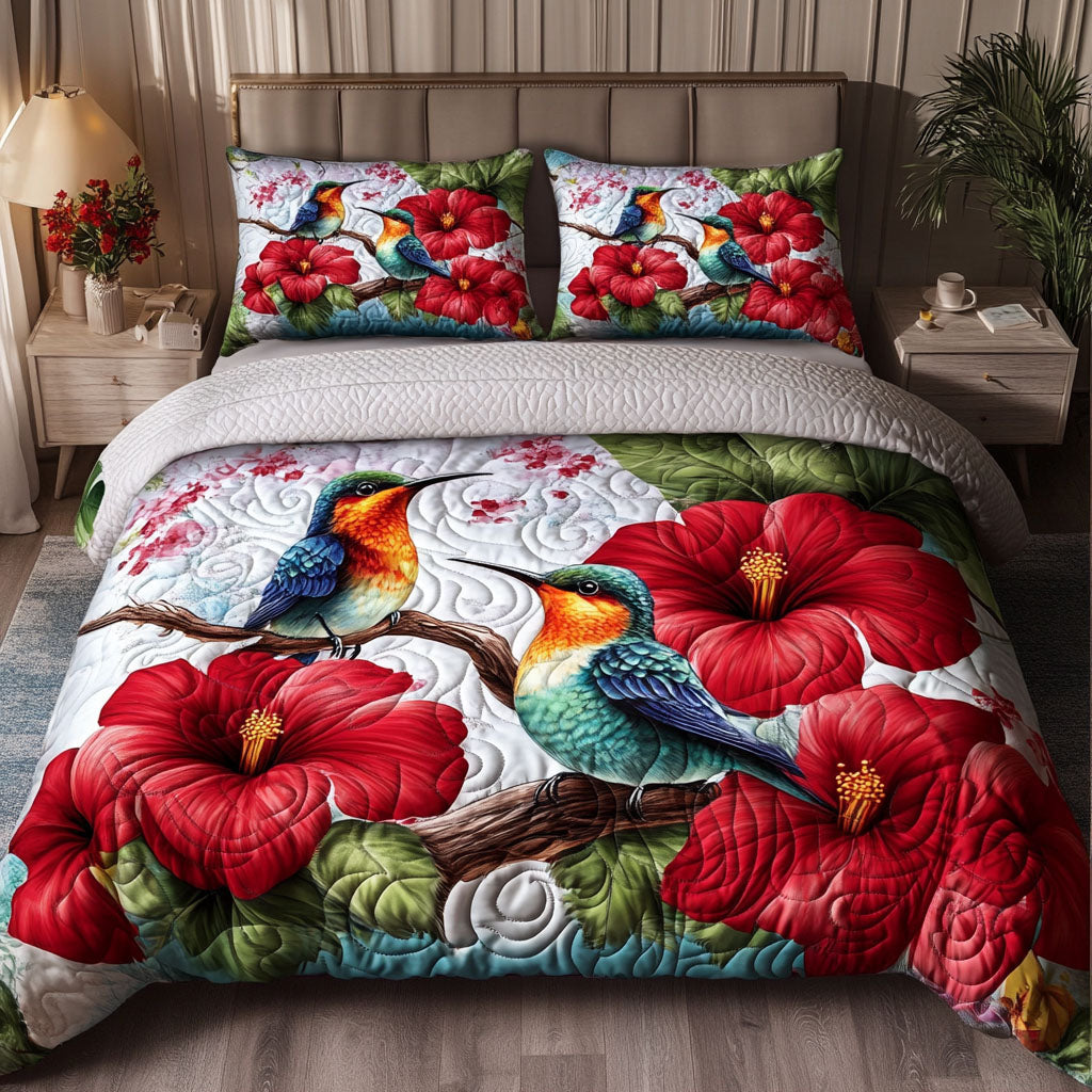 Hummingbird Quilted Bedding Set Christmas Duvet Cover Best Gifts For Hummingbird Lovers