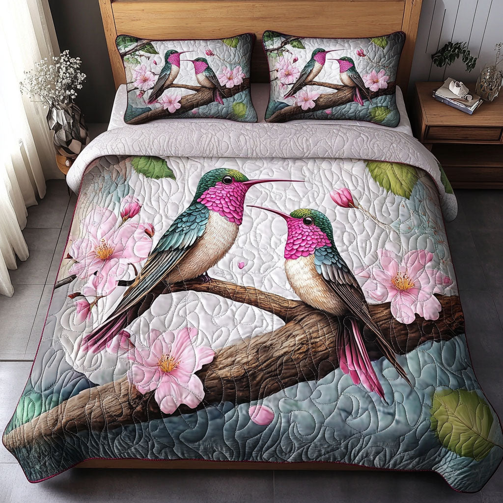 Hummingbird Quilted Bedding Set Christmas Duvet Cover Best Gifts For Hummingbird Lovers - Image 8