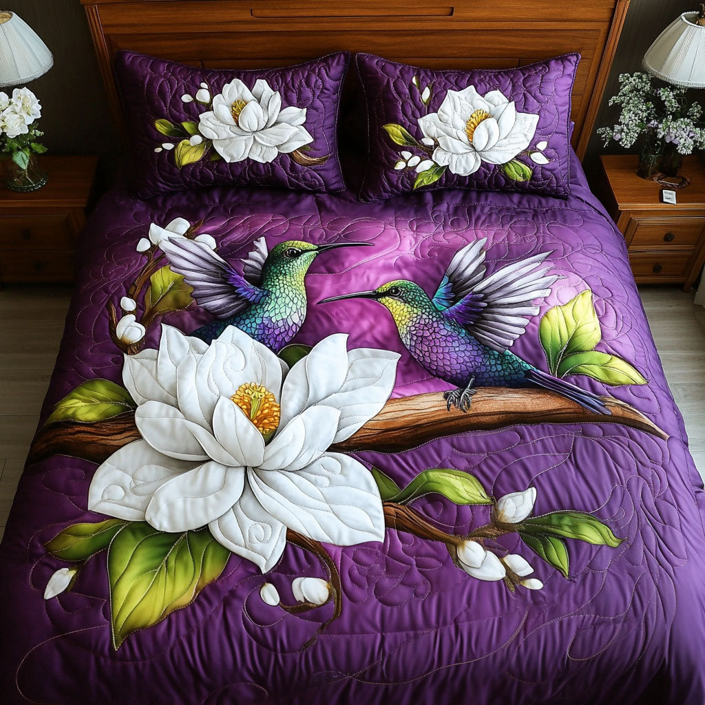 Hummingbird Quilted Bedding Set Christmas Duvet Cover Best Gifts For Hummingbird Lovers - Image 7