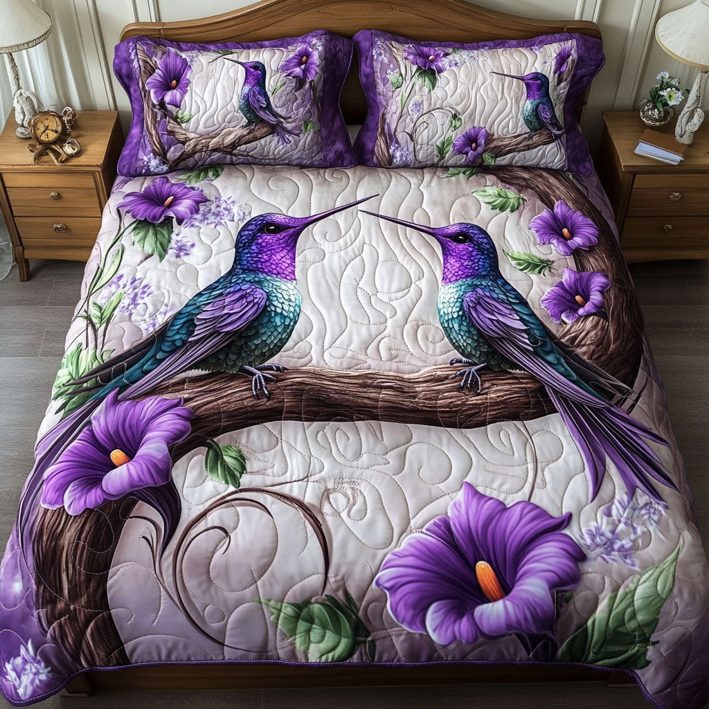 Hummingbird Quilted Bedding Set Christmas Duvet Cover Best Gifts For Hummingbird Lovers - Image 9