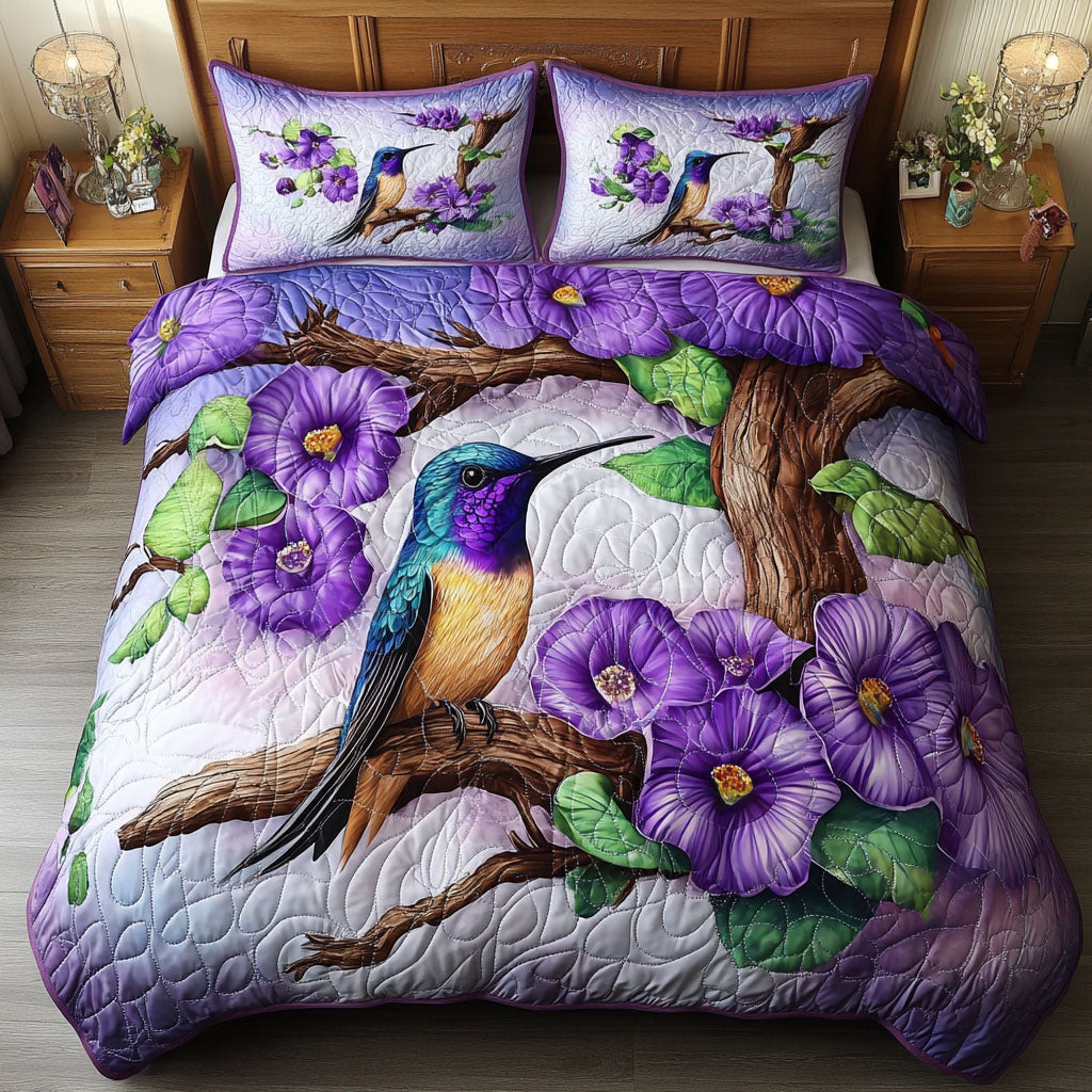 Hummingbird Quilted Bedding Set Christmas Duvet Cover Best Gifts For Hummingbird Lovers - Image 6