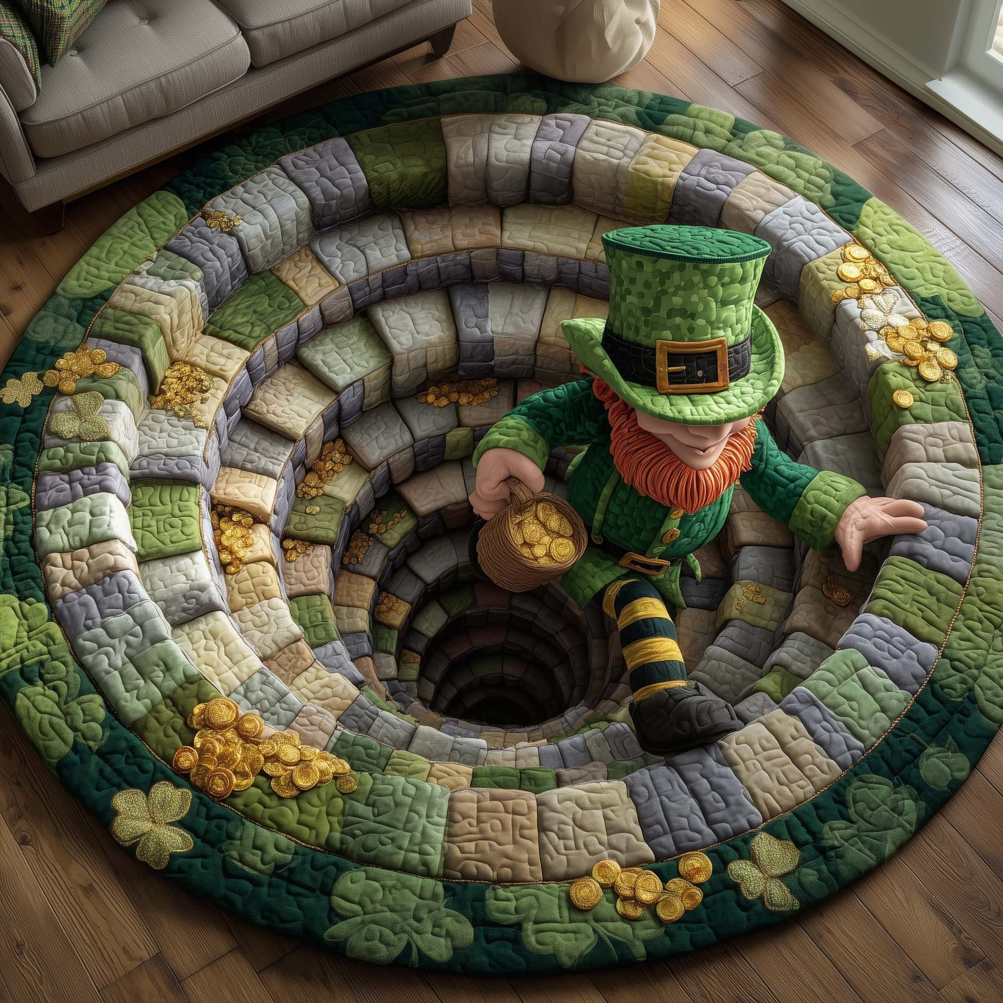 Irish Blessing Quilted Round Mat Leprechaun Round Rugs St Patrick's Day Home Decor Gifts