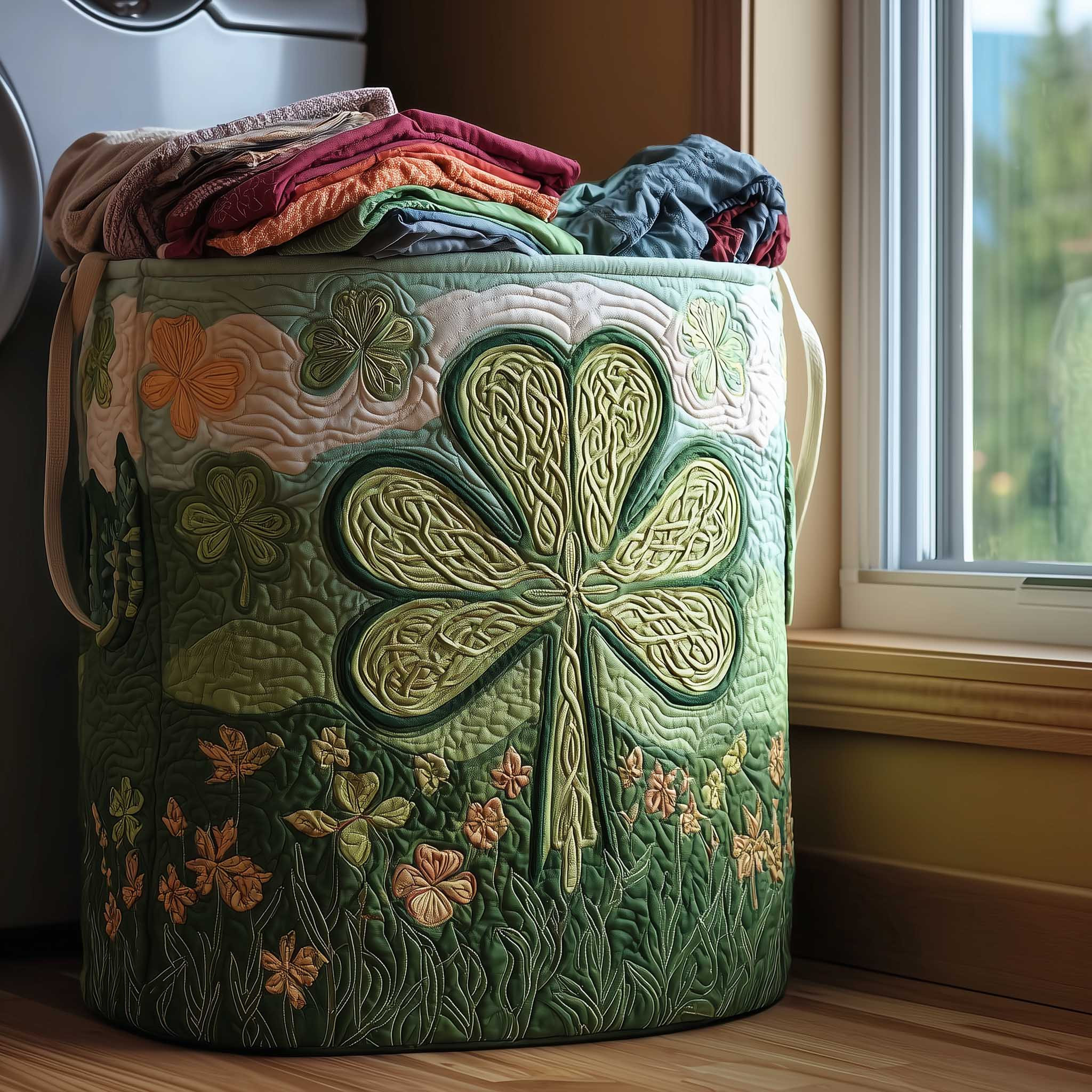 Irish Shamrock Quilted Laundry Basket Decorative Laundry Basket St Patrick's Day Gifts