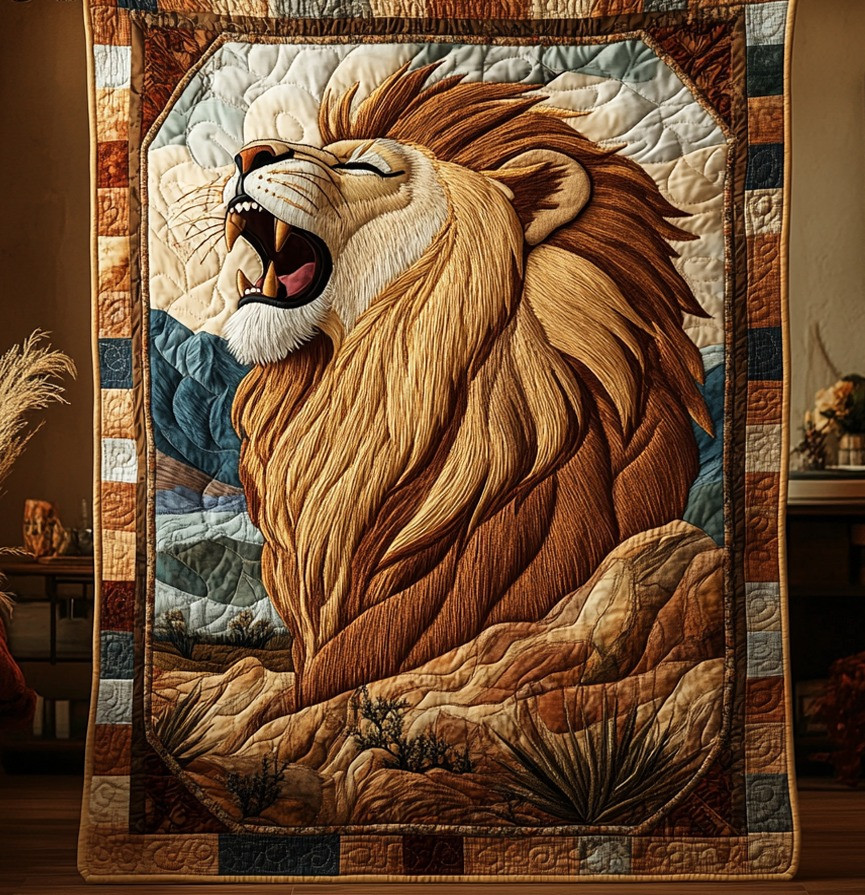 Lion Roar Quilted Blanket Savanna Sunset Throw Blanket Awesome Gifts For Lion Lovers