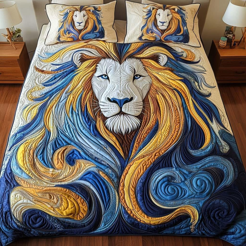 Lion Royal Majesty Quilted Bedding Set Bedroom Decor Ideas Gifts For Lion Lovers