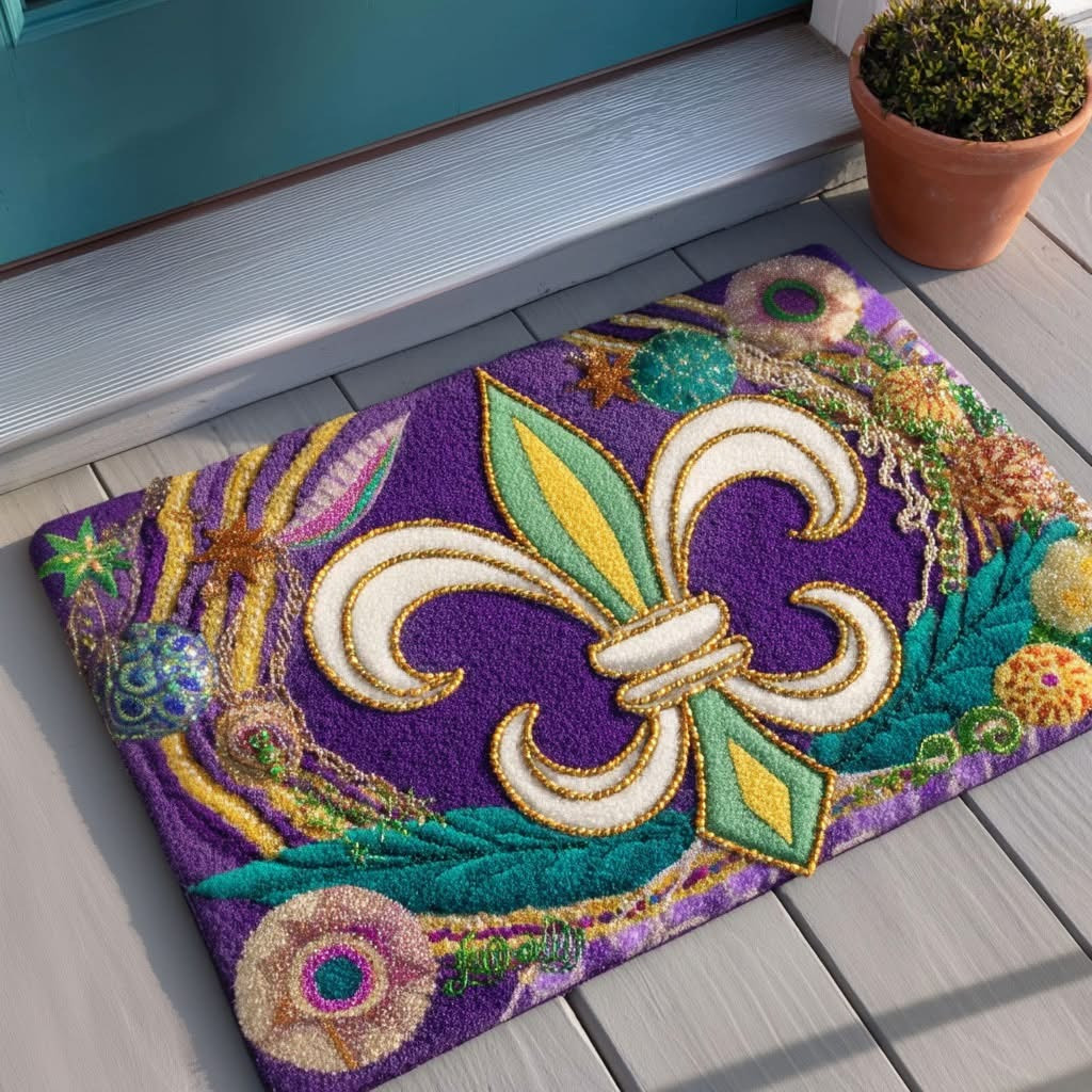 Mardi Gras Fleur De Lis Doormat Fat Tuesday Welcome Mat Housewarming Gifts Ideas