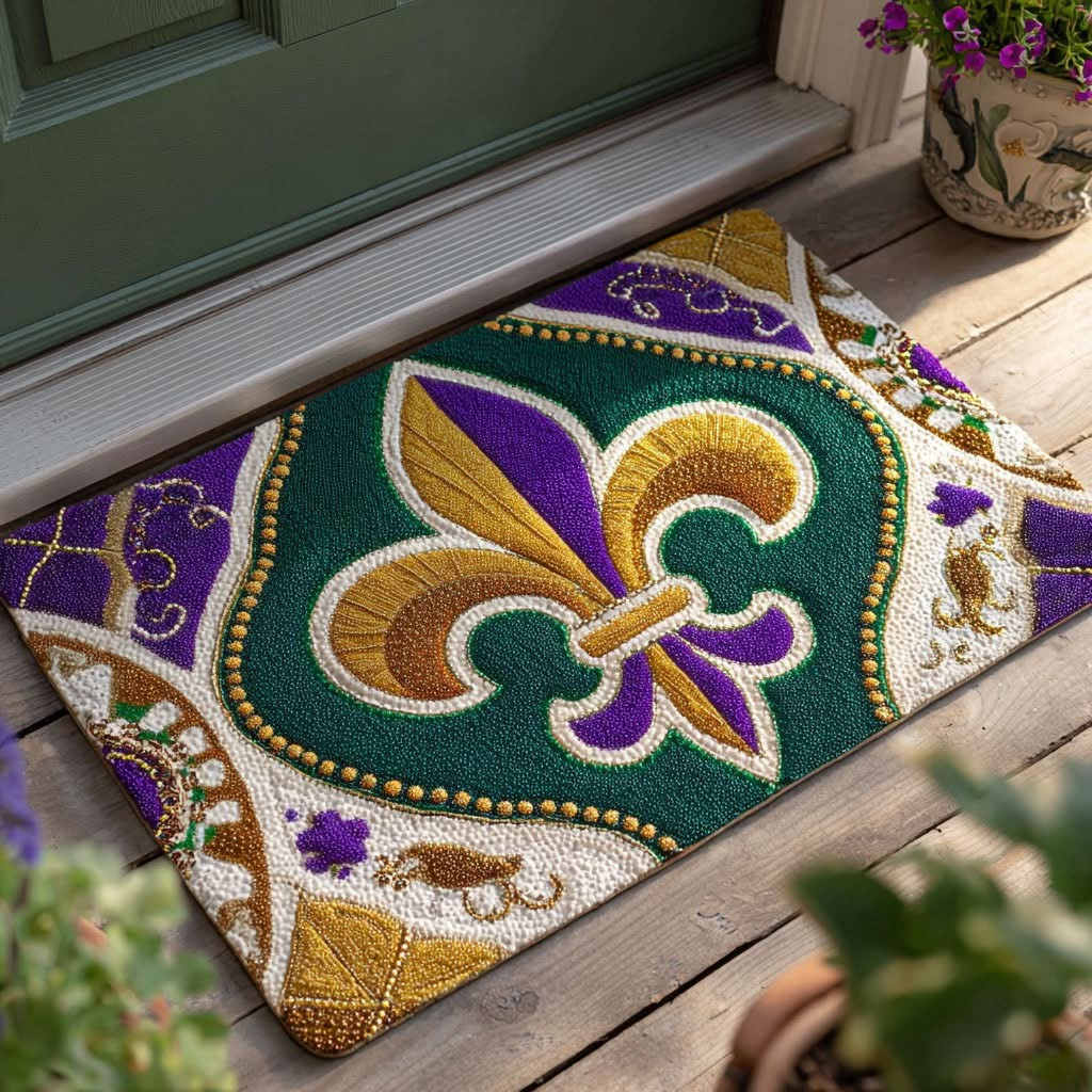 Mardi Gras Fleur De Lis Doormat New Orleans Carnival Welcome Mat Best Housewarming Gifts